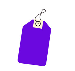 purple price tag with string on white background