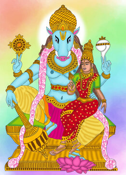 hand drawn digital art of lord varaha