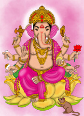 hand drawn digital art of lord ganesha