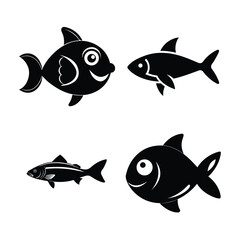 set of cartoon fishes