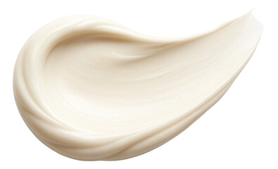 Naklejka na ściany i meble Smooth, creamy smear of beige cosmetic lotion with a glossy texture on transparent background.