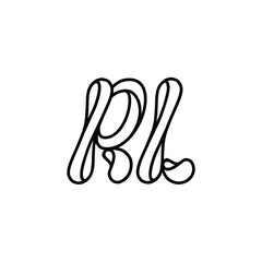 Obraz premium RL monogram logo design letter text name symbol monochrome logotype alphabet character simple logo