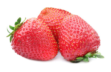 Fresh strawberries isolated on white. Seasonal berries