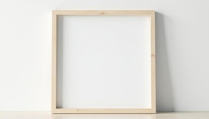 Square white wooden frame against white wall Clean, simple design , gallery wall, clean