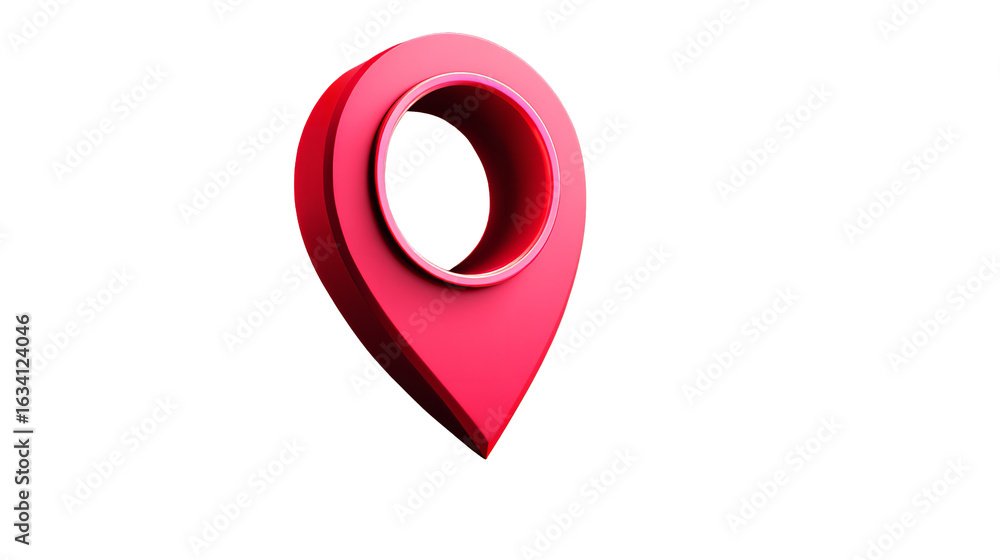 Poster stylish 3d red map marker, location pin design on transparent background