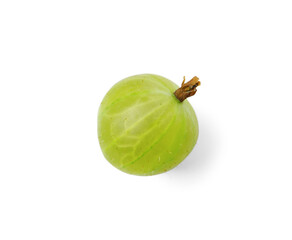 One fresh green gooseberry isolated on white, above view