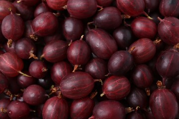 Fresh ripe red gooseberries as background, closeup