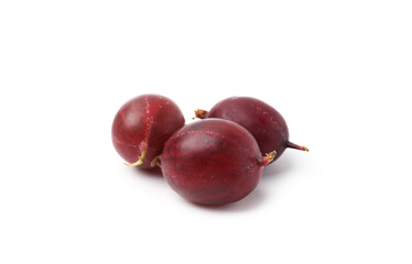 Fresh ripe red gooseberries isolated on white