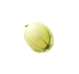 Fresh ripe green gooseberry isolated on white