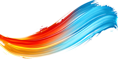 Vibrant color gradient brush stroke isolated on a transparent background