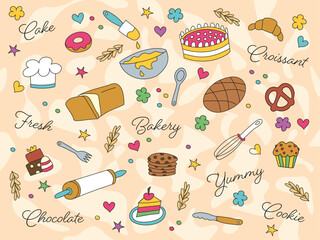Hand drawn Bakery products