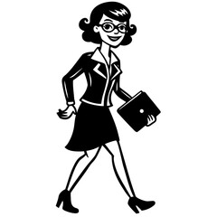 business woman with briefcase hand book