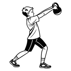 vector illustration of boy exercise kittlebell 