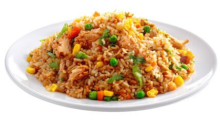 flying fried rice isolated on transparent and white background.