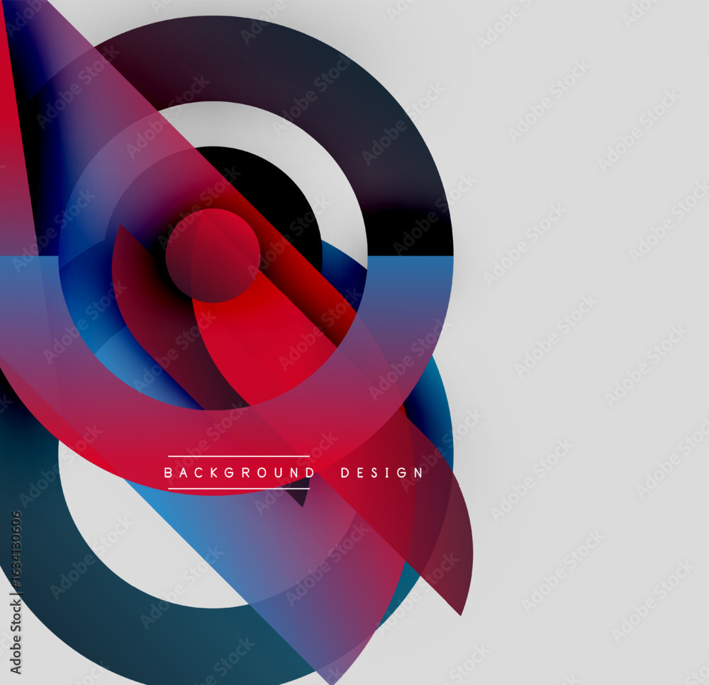 Poster abstract composition. overlapping circles, vibrant colors, dynamic shapes create modern visual effec