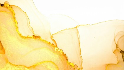 Luminous Golden Currents with Gilded Veins on a White Canvas.