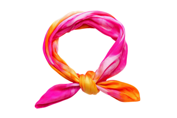 Tie-dye neck scarf, vibrant pink and orange