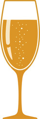 Champagne Flute with Golden Bubbly Drink Illustration