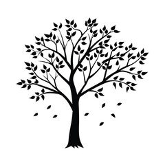 Tree silhouette vector. Tree with roots. Tree logo, icon vector illustration.. black and white tree.