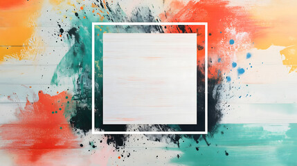 Abstract Paint Splash Background with Framed Wooden Centre for Poster Design