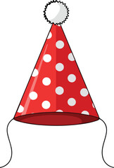 Festive Red Polka Dot Party Hat with White Pom-Pom Illustration