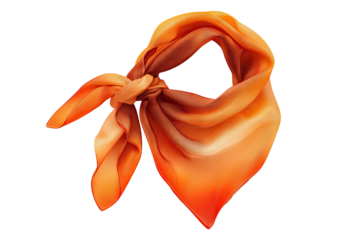 Orange silk bandana, tied in a knot