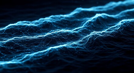 Dynamic Blue Energy Waves in a Dark Background