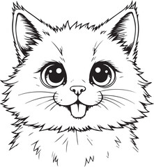 Cuteness Overload: A charming illustration of an adorable cat with big, expressive eyes and a delightful expression.