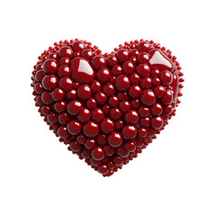 Heart made of red beads isolated on transparent background