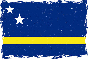 Flag of curacao brush stroke grunge texture