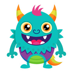 cute monsters in fun colors, white background