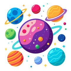 seamless pattern with planets and stars