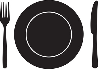 Black fork plate knife white