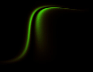 Noise texture, glowing green abstract shape, futuristic dynamic poster, dark grainy black background
