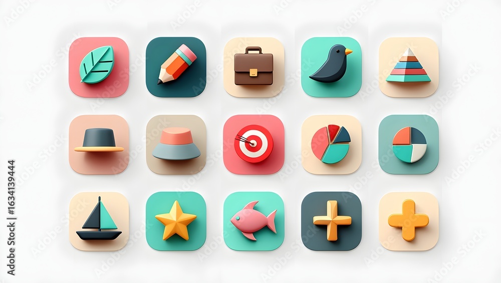 Wall mural cute app icon pack ui design elements for mobile and web development vector illustration