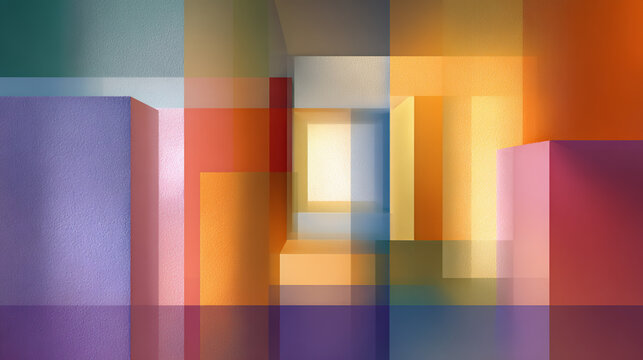Abstract Background With Overlapping Translucent Geometric Shapes And Warm Tones - Powered by Adobe