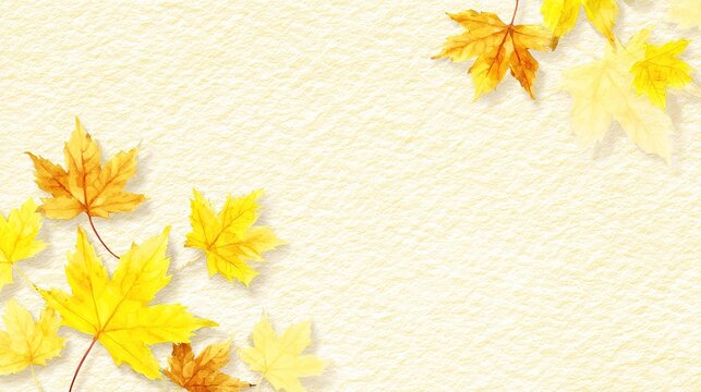 Simple Maple Leaf on Yellow and Fresh Background &ndash; Minimalist Autumn Foliage Against Bright, Crisp Backdrop, Capturing Freshness of Fall