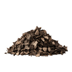 Small neat pile of chopped black cohosh root pieces, showcasing its earthy texture and natural color. This herbal material is often used traditional remedies and has rich history herbal medicine