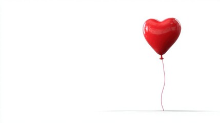 Red Heart-Shaped Balloon on White Background &ndash; Minimalist Love and Celebration Concept