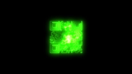 Glowing Neon Green Q R Code Abstract Digital Scan Technology Data Information Connection Future - Powered by Adobe