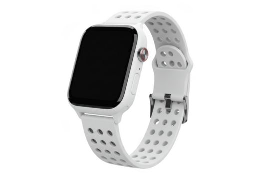 White smartwatch mockup digital device isolated on transparent background