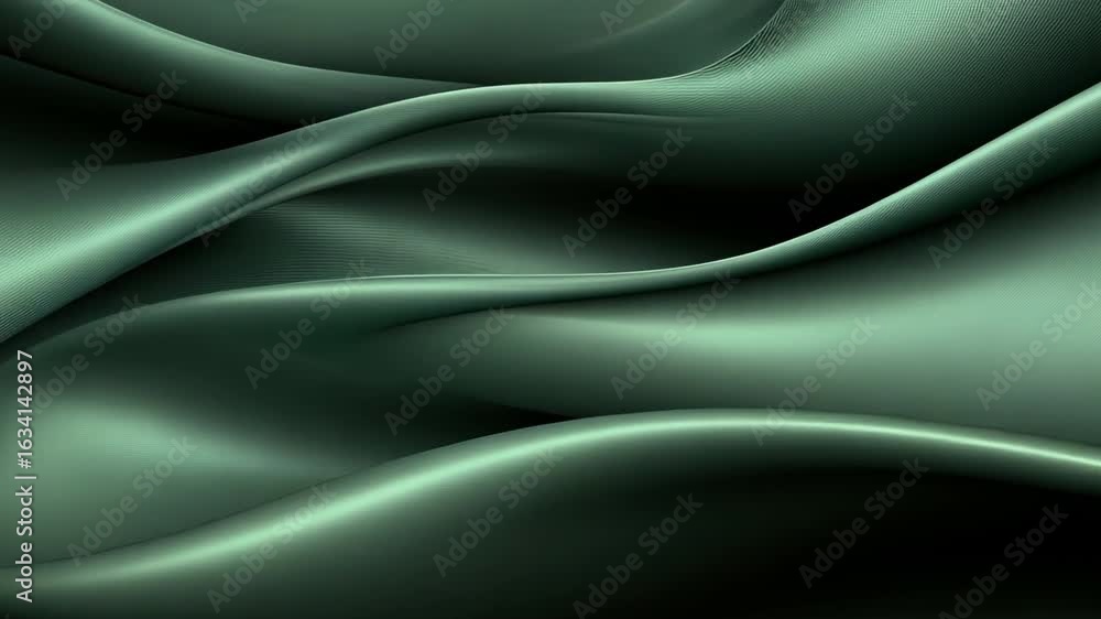 Aufkleber elegant green satin fabric smooth waves and soft texture create luxurious and calming experience of 