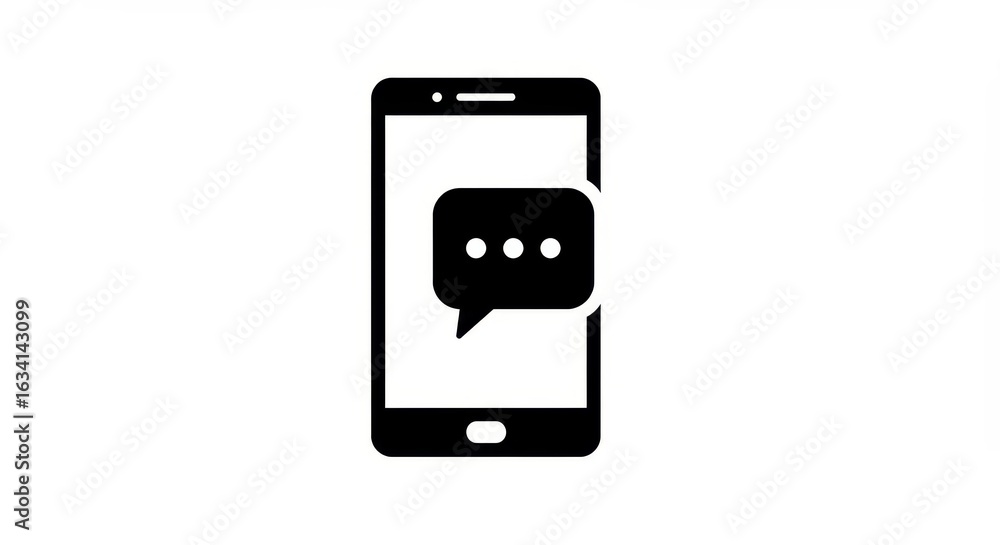 Poster modern mobile phone with a speech bubble indicating a new message notification