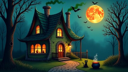 halloween night scene