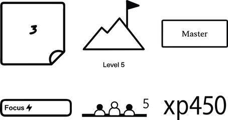 Black and white vector illustration of three steps for success in business.