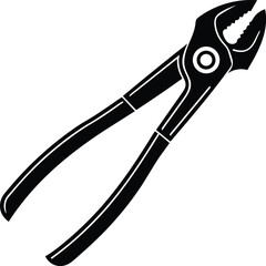 Black adjustable pliers with serrated jaws and pivot tool