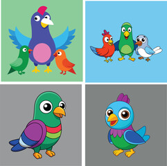 Obraz premium Vector art bird animal cartoon style design 