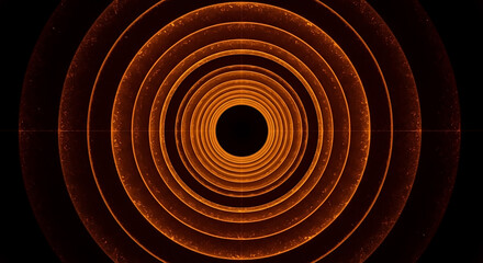 Vibrant orange sound waves forming a futuristic digital tunnel. Abstract concentric rings glowing with energy, creating a hypnotic visual effect.