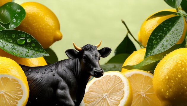 national black cow day freshness whole and sliced lemons with dewy leaves for summer wellness and back to school health campaigns