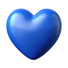 blue heart 3d render icon in cartoon plastic style minimal isolated on transparent white background, clipping path	